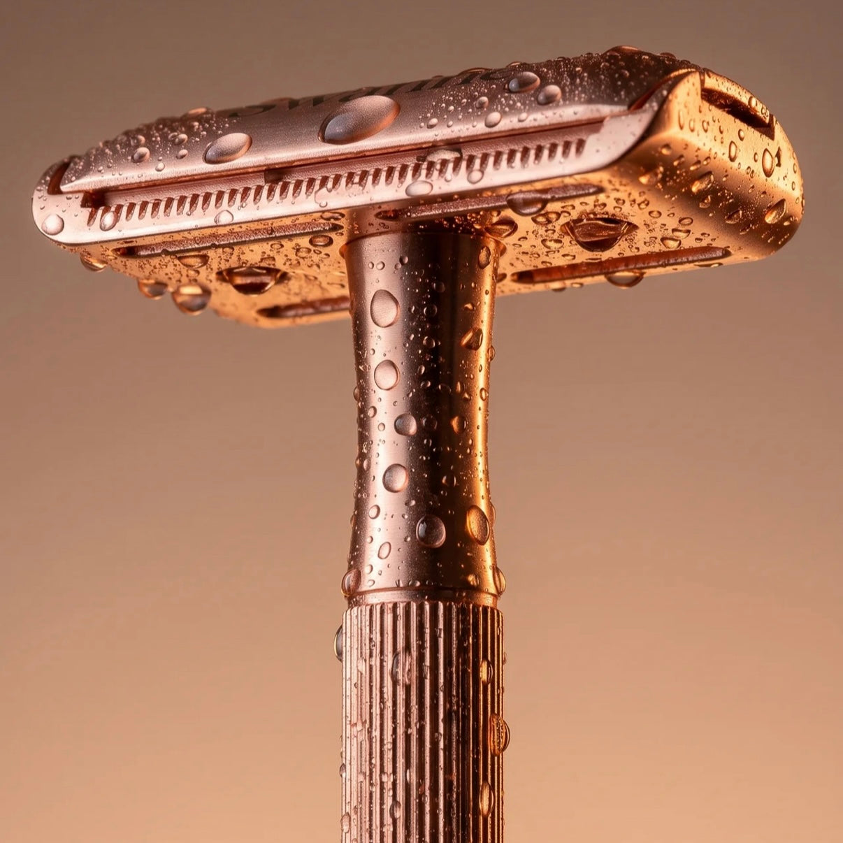Swanne Razor V2 rose gold reusable safety razor — studio product photo